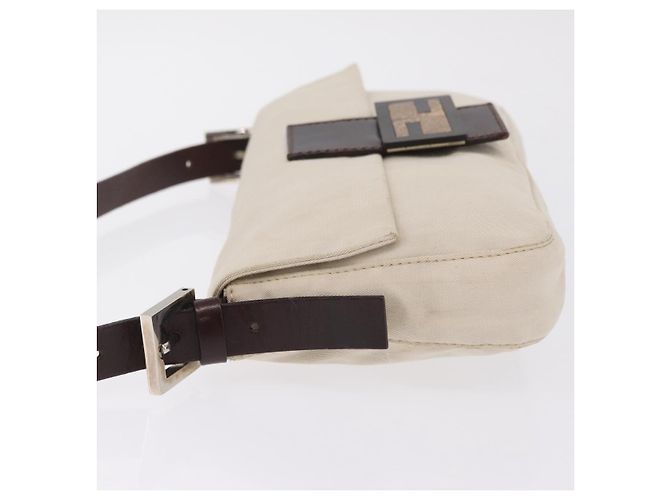 FENDI Mamma Baguette Shoulder Bag cotton Ivory Silver - vista 5