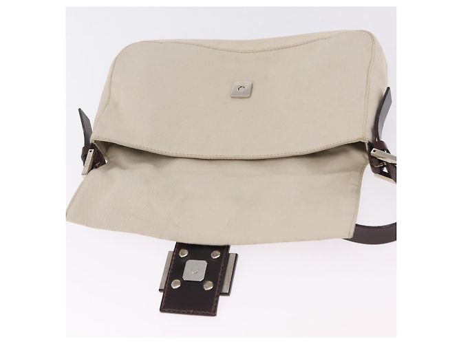 FENDI Mamma Baguette Shoulder Bag cotton Ivory Silver - vista 9
