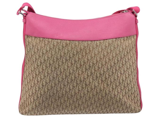 Christian Dior Trotter Canvas Shoulder Bag Beige Silver - vista 3