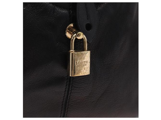 LOEWE Origami Kubo Hand Bag Leather 2way Black Gold - vista 22