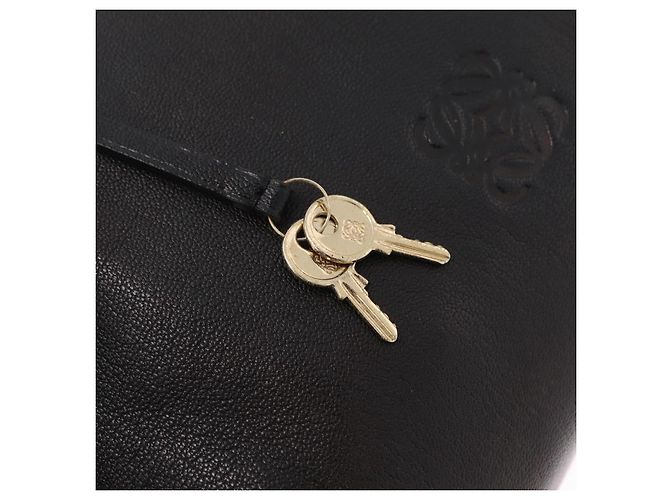 LOEWE Origami Kubo Hand Bag Leather 2way Black Gold - vista 24