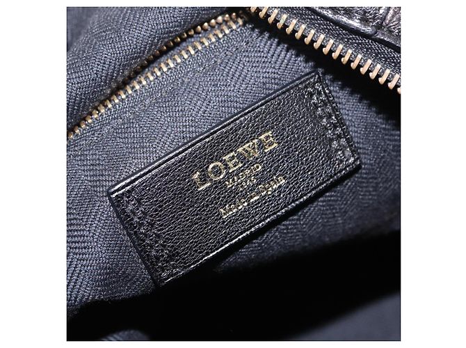 LOEWE Origami Kubo Hand Bag Leather 2way Black Gold - vista 25
