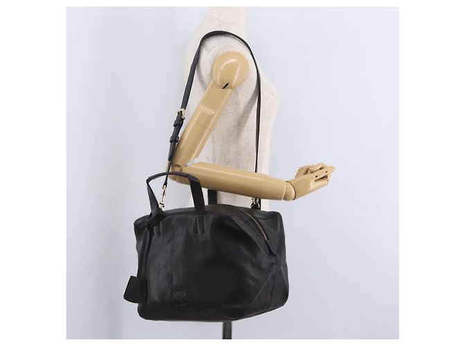 LOEWE Origami Kubo Hand Bag Leather 2way Black Gold - vista 30