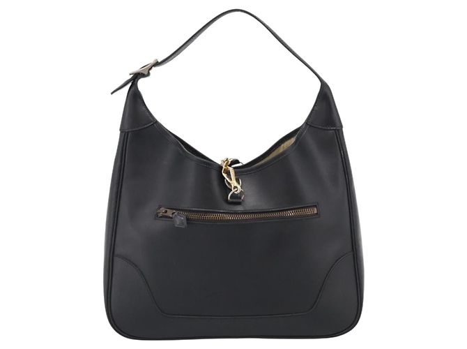 Hermès HERMES Trim Shoulder Bag Leather Black Gold Tone - vista 2