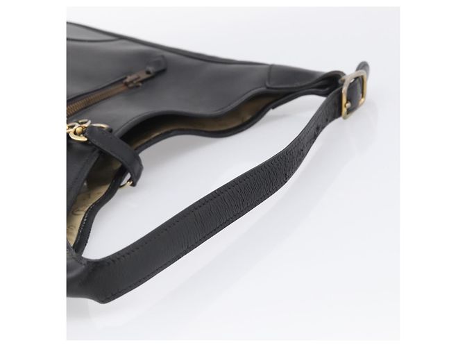 Hermès HERMES Trim Shoulder Bag Leather Black Gold Tone - vista 7