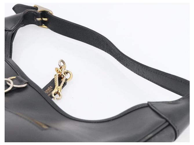 Hermès HERMES Trim Shoulder Bag Leather Black Gold Tone - vista 9