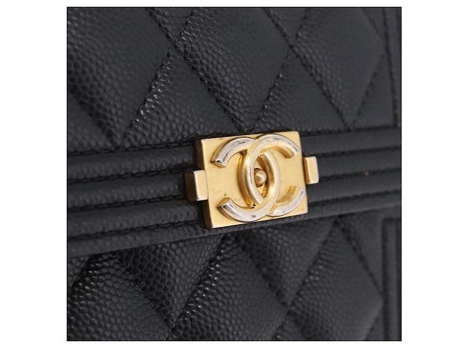 CHANEL Boy Chanel Matelasse Billetera Compacta Caviar Skin Black CC - vista 17