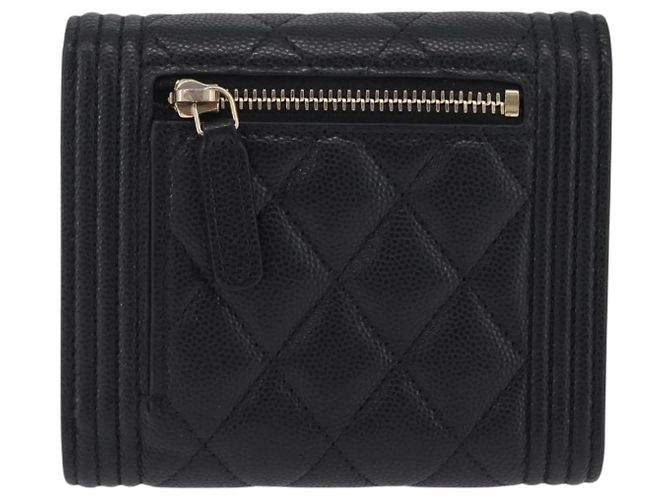 CHANEL Boy Chanel Matelasse Billetera Compacta Caviar Skin Black CC - vista 2