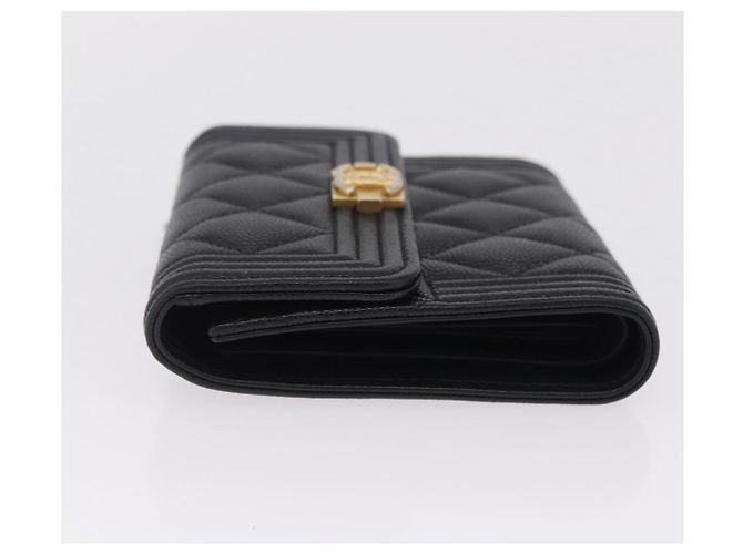 CHANEL Boy Chanel Matelasse Billetera Compacta Caviar Skin Black CC - vista 4