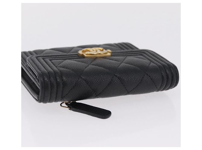 CHANEL Boy Chanel Matelasse Billetera Compacta Caviar Skin Black CC - vista 5
