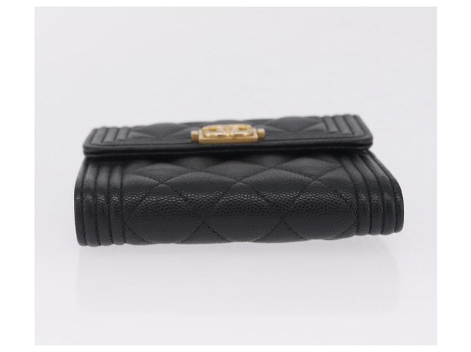 CHANEL Boy Chanel Matelasse Billetera Compacta Caviar Skin Black CC - vista 6