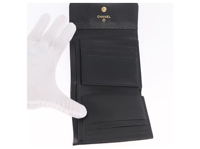 CHANEL Boy Chanel Matelasse Billetera Compacta Caviar Skin Black CC - vista 8