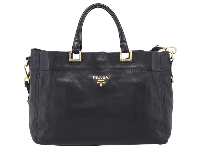 PRADA Handtasche Vittero Dino Leather 2way Black Gold - Ansicht 13