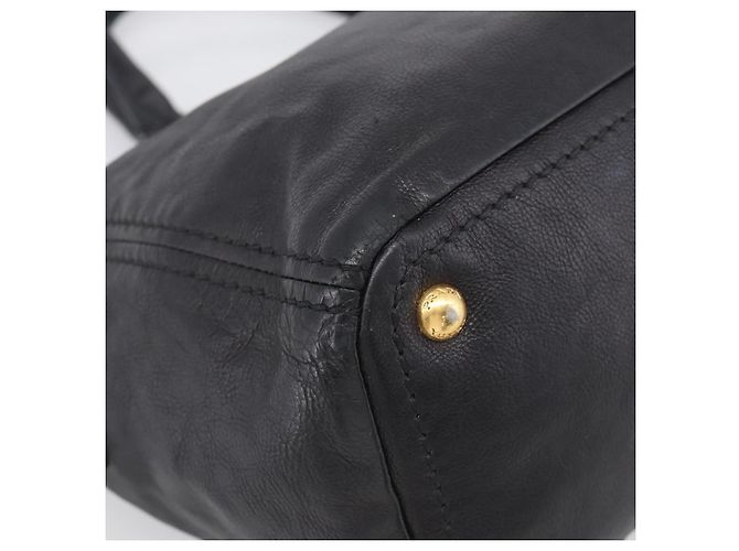 PRADA Handtasche Vittero Dino Leather 2way Black Gold - Ansicht 16