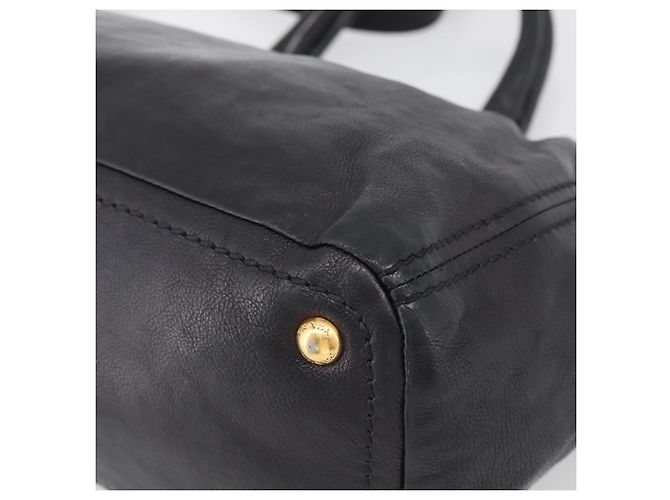 PRADA Handtasche Vittero Dino Leather 2way Black Gold - Ansicht 17