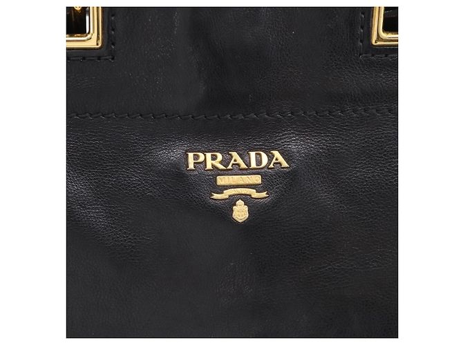 PRADA Handtasche Vittero Dino Leather 2way Black Gold - Ansicht 19