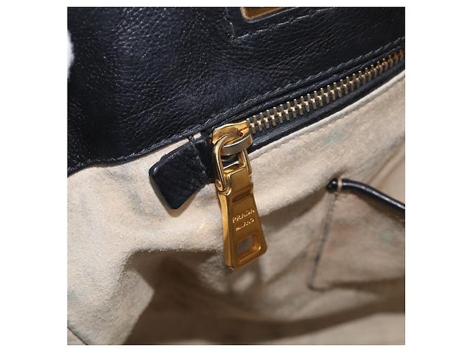 PRADA Handtasche Vittero Dino Leather 2way Black Gold - Ansicht 26