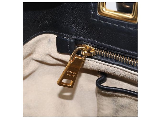 PRADA Handtasche Vittero Dino Leather 2way Black Gold - Ansicht 28