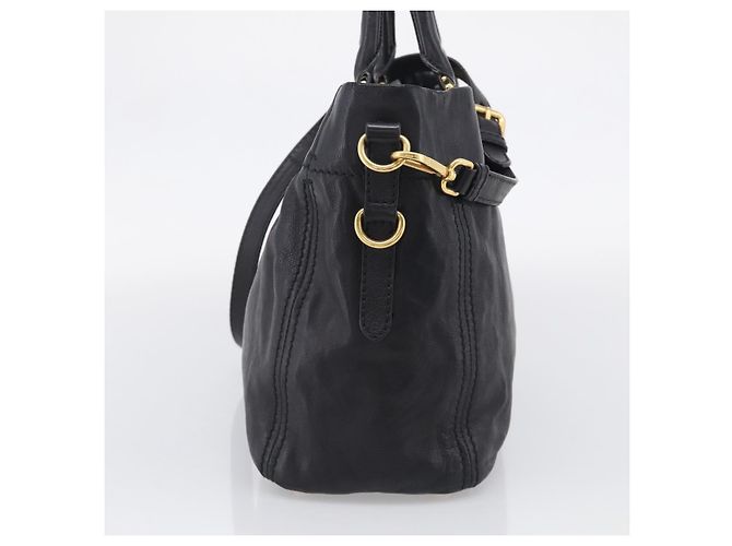 PRADA Handtasche Vittero Dino Leather 2way Black Gold - Ansicht 3