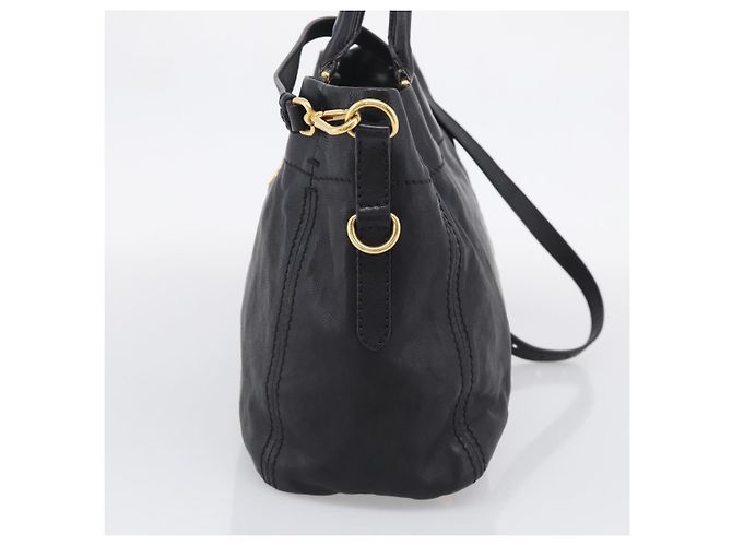 PRADA Handtasche Vittero Dino Leather 2way Black Gold - Ansicht 4