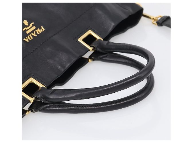 PRADA Handtasche Vittero Dino Leather 2way Black Gold - Ansicht 7