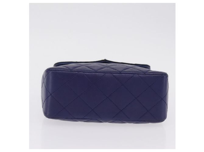 CHANEL Matelasse Chain Shoulder Bag Lamb Skin Navy Gold Tone CC - vista 10