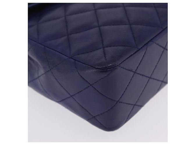CHANEL Matelasse Chain Shoulder Bag Lamb Skin Navy Gold Tone CC - vista 11