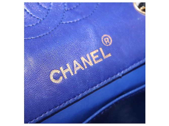 CHANEL Matelasse Chain Shoulder Bag Lamb Skin Navy Gold Tone CC - vista 21