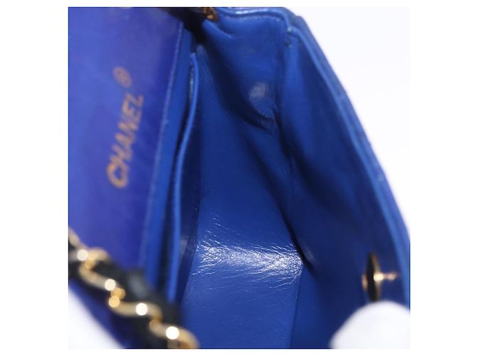 CHANEL Matelasse Chain Shoulder Bag Lamb Skin Navy Gold Tone CC - vista 23