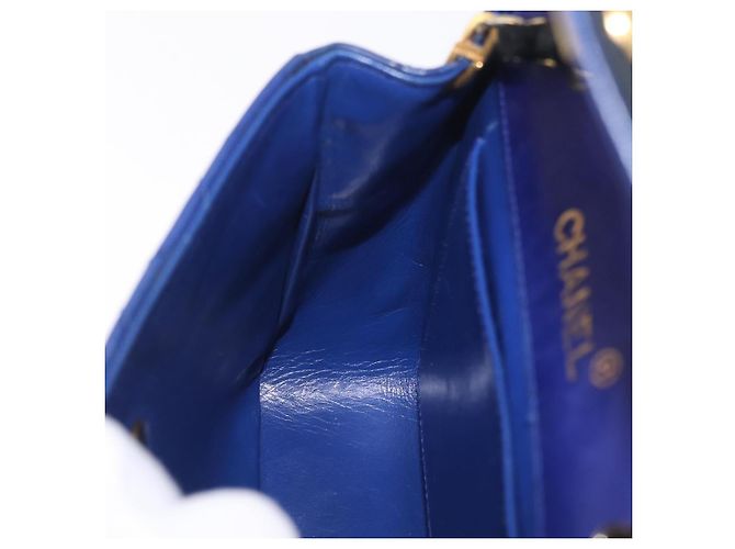 CHANEL Matelasse Chain Shoulder Bag Lamb Skin Navy Gold Tone CC - vista 24