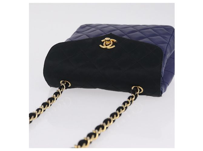 CHANEL Matelasse Chain Shoulder Bag Lamb Skin Navy Gold Tone CC - vista 6