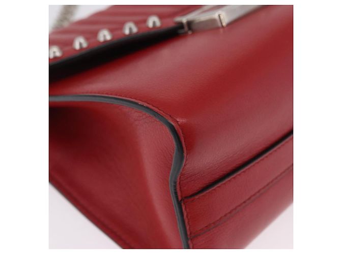 PRADA Bolso de hombro con cadena de piel rojo plata - vista 10