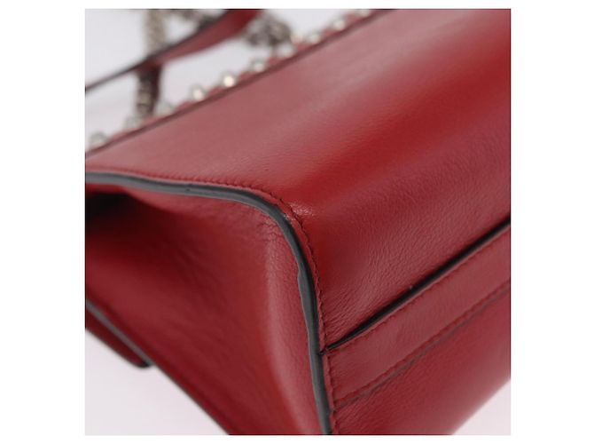 PRADA Bolso de hombro con cadena de piel rojo plata - vista 12