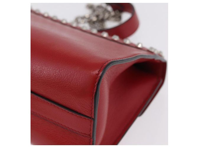 PRADA Bolso de hombro con cadena de piel rojo plata - vista 13