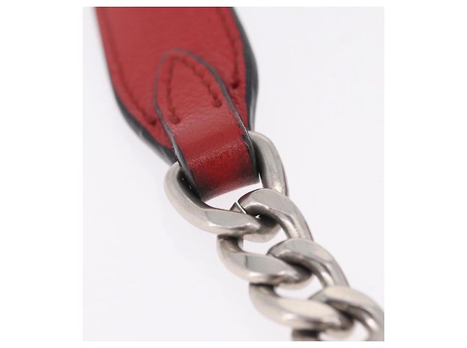 PRADA Bolso de hombro con cadena de piel rojo plata - vista 14