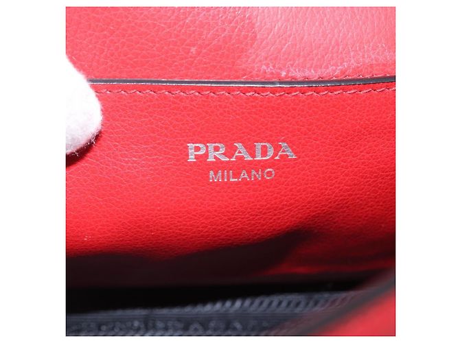 PRADA Bolso de hombro con cadena de piel rojo plata - vista 19