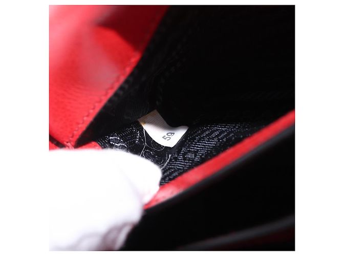 PRADA Bolso de hombro con cadena de piel rojo plata - vista 24
