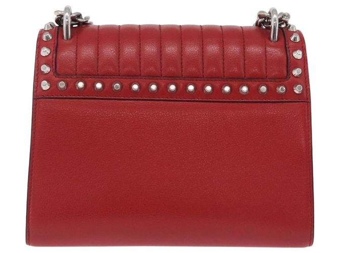 PRADA Bolso de hombro con cadena de piel rojo plata - vista 3