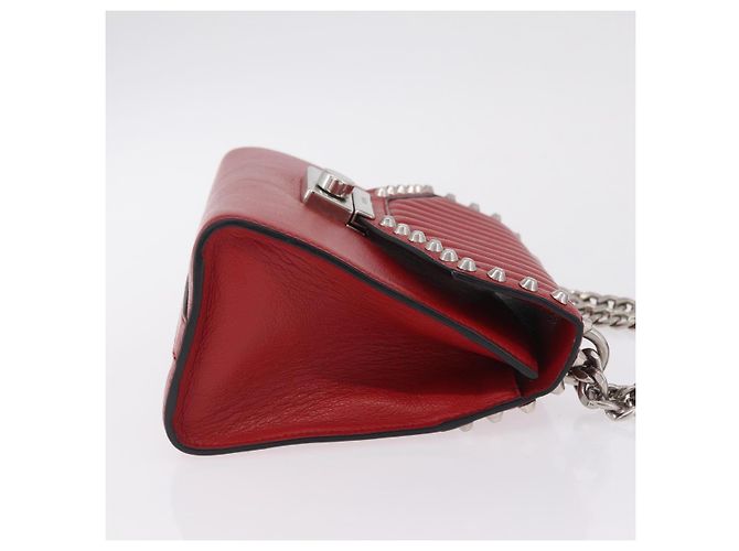 PRADA Bolso de hombro con cadena de piel rojo plata - vista 4