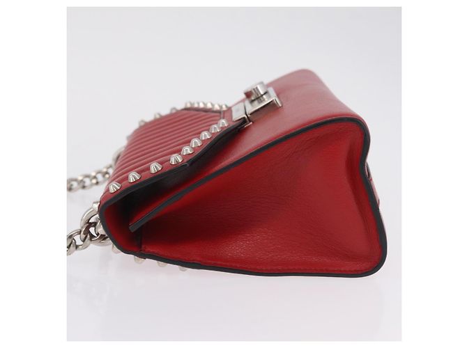 PRADA Bolso de hombro con cadena de piel rojo plata - vista 5