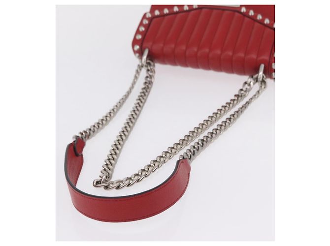 PRADA Bolso de hombro con cadena de piel rojo plata - vista 7