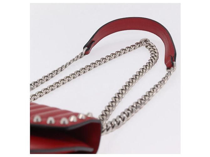 PRADA Bolso de hombro con cadena de piel rojo plata - vista 8