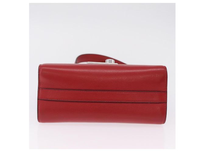 PRADA Bolso de hombro con cadena de piel rojo plata - vista 9