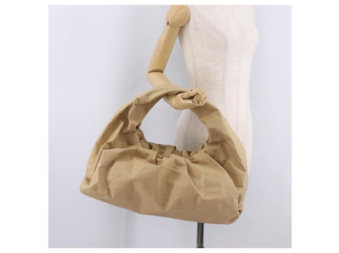 Bottega Veneta Sac à épaule en cuir Paper Beige - vue 19