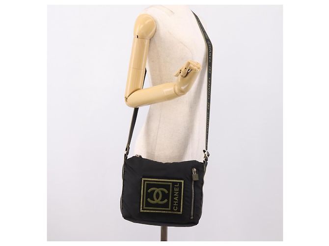 CHANEL Sports Line Shoulder Bag Canvas Black Silver CC - vista 25