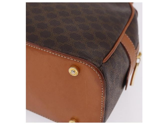 Céline CELINE Macadam Canvas Hand Bag PVC Leather Brown Gold - vista 12