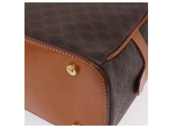 Céline CELINE Macadam Canvas Hand Bag PVC Leather Brown Gold - vista 14