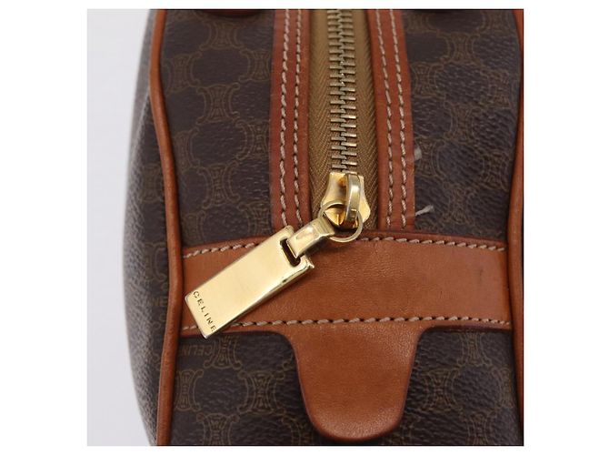 Céline CELINE Macadam Canvas Hand Bag PVC Leather Brown Gold - vista 15