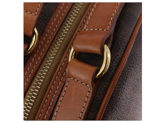Céline CELINE Macadam Canvas Hand Bag PVC Leather Brown Gold - vista 16