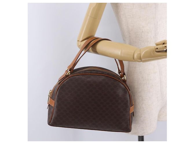 Céline CELINE Macadam Canvas Hand Bag PVC Leather Brown Gold - vista 24